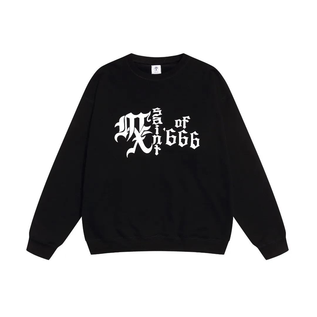Saint Michael 25NEW OF MX666 American retro loose velvet pullover round neck sweatshirt Fabric: 420g Style number: SM616 Size: S-M-L-XL Color: Black Price: P180